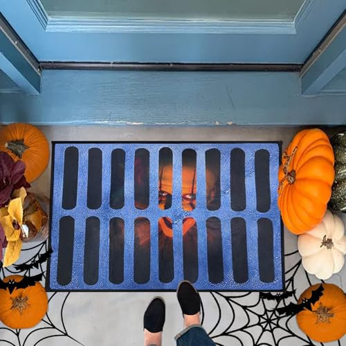 Gxlaihly Halloween Fußmatte 3D,60x40cm Funny Horror Doormat,Lustige Horror Fußmatte,Halloween Doormat,Helloween Dekoartikel Clown Halloween Dekoration Fußmatte,für Halloween Dekoration (A)