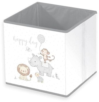 Herding babybest Aufbewahrungsbox Happy Day, ca. 30 x 30 x 30 cm, Aufbewahrung im Regal oder freistehend, 100% Polypropylen, Innen 100% Papier