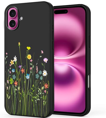 Unov Case Compatible with iPhone 16 (2024) 5G Case with Design Soft TPU Shock Absorption Slim Embossed Pattern Protective (Floral Bouquet)