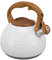 Lybunair 3L Stainless Steel Whistling Kettle, Tea Pot for Stove Top with Wood Finish Handle (White)
