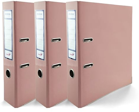 Netuno 3 raccoglitori per documenti formato A4 rosa pastello lucido Ekobox Premium Edition meccanismo a 2 anelli dorso 75 mm raccoglitore in cartone ecologico riciclato per archivio ufficio