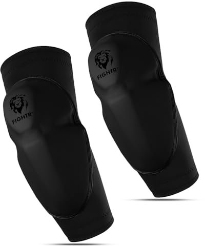 FIGHTR Ellenbogenschoner Dick gepolstert für Kickboxen, MMA, Muay Thai & weitere Kampfsport Arten - 2er Set Ellbogen schoner (All Black, L/XL)