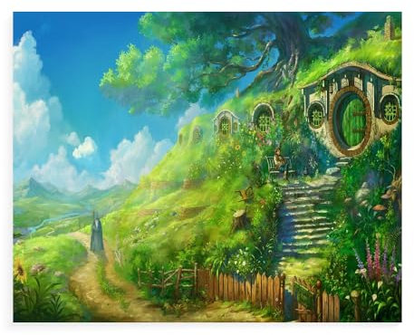 DTASSVEW Peinture Par Numero Pour Adultes, Le Seigneur Des Anneaux - 025 Diy Peinture À L'Huile Peindre Par Nombre Kits Sur Toile Avec Pinceaux, 16 X 24 Pouces (Sans Cadre)