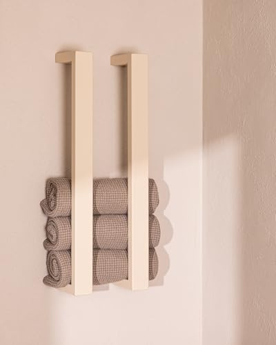Metallbude Handtuchhalter NALI - 2er Set Cashew - Wandmontage - Pulverbeschichtetes Stahlrohr - Kratz-, Stoß- & Schlagfest - 4x10x50 cm
