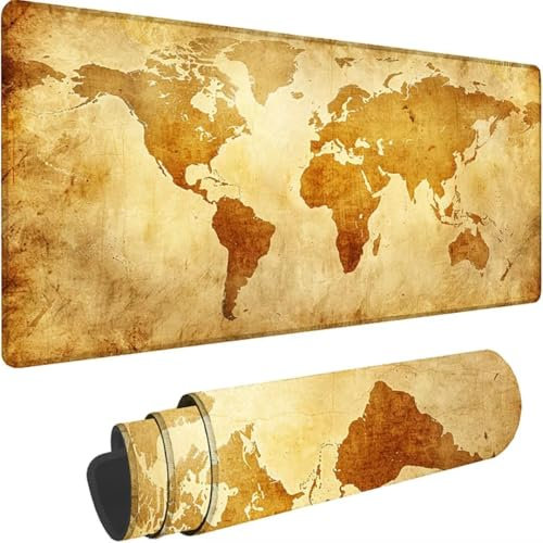 Tapis de Souris Gamer XXL 1500x800 mm, Jaune Tapis de Souris Carte Tapis Souris Accessoire Gaming, Améliore la Précision et la Vitesse, Texturée Résistant à Usure Lavable pour Salle de Jeux 5-x