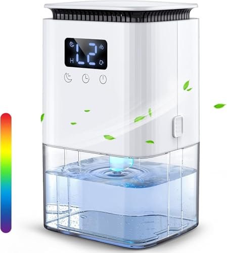Dehumidifier for Home, 1.3L(43.96 oz) Dehumidifiers for Drying Clothes 2 Mode Auto Shut Off & 24H Timer Touch Control 7-Color Lights Quiet Dehumidifier for Bedroom Bathroom Basements Closet RV