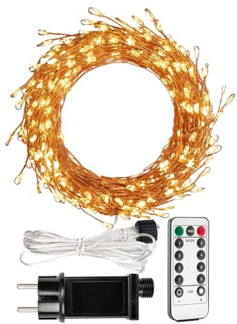 RESNICE Guirnalda de Luces Petardo 15m, 500 LEDs, Blanco Cálido, Alambre de Cobre, con Control Remoto, Guirnalda de Luces para Árboles de Navidad, Plantas y Decoración de Interiores
