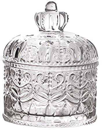 LRFNKCT Sucrier avec couvercle sucrier sucrier en verre rétro européen avec couvercle en cristal, boîte de rangement de bijoux polyvalente décorative de couronne