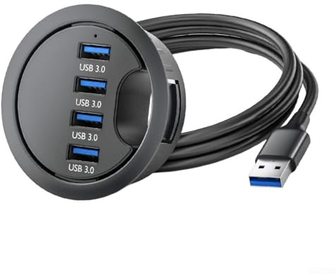 Desktop USB 3 0 Grommet Hub mit vier Anschlüssen für 5 Gbit/s Datenübertragung und effiziente Kabelorganisation