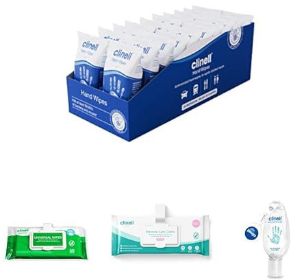Clinell Holiday Hygiene Essentials Bundle – Travel-Ready Antibacterial & Sanitising Wipes for surface and skin