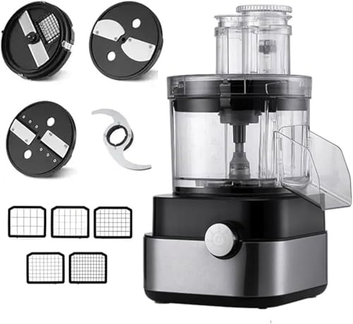 JingNian Commercial Food Processor, 5 In 1 Multifunction Electric Mincer, Stainless Steel Meat Mincer 600W for Vegetable Fruits Meat Ginger Garlic