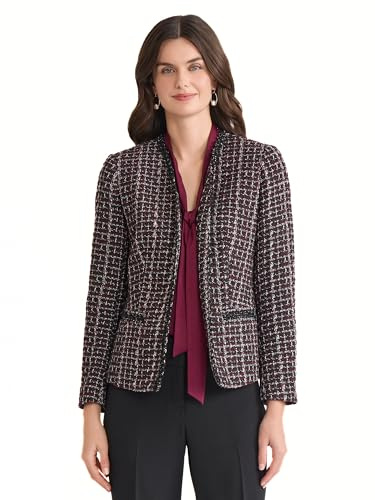 Kasper Petite Collarless One-Button Tweed Blazer
