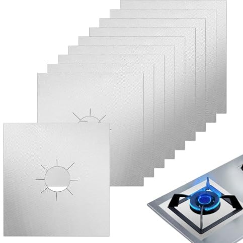 10 PCS Gas Hob Protectors 27 * 27cm Non-Stick Stove Cover High Temperature Resistant and Oil Proof Gas Hob Covers Reusable Burner Protector Easy Clean Gas Hob Covers for Gas Cookers