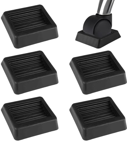 5 Stück rutschfeste Möbeluntersetzer 8x8x1.8 cm, Gummi Möbeluntersetzer, Quadratisch Stuhl Stopper für Bürostühle, Sofas, Betten und zum Schutz des Bodens, Möbel Untersetzer für Alle Böden und Räder
