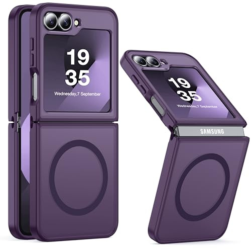 FNDMIL [NO.1 Magnetisch für Samsung Galaxy Z Flip 6 Hülle mit MagSafe | [Translucent Matt][Anti-Fingerabdruck][Militär Stoßfest] Hardcase mit Weich Silikon Handyhülle für Z Flip 6 Case 6.7'', Lila