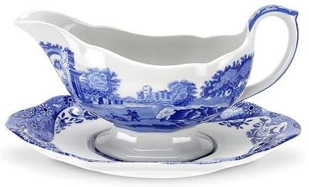 Spode Blue Italian Sauceboat and Stand