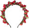 Blumen Haarreif „Sabia“ – Romantischer Haarschmuck mit Rosen & Blüten für Damen & Mädchen – Perfekt zum Dirndl, zur Hochzeit, Kommunion oder Festival (Rot, Einheitsgröße)