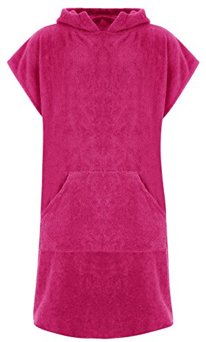 Adore Erwachsene 100% Baumwolle Bademantel Poncho mit Tasche Herren & Damen Frottiermantel Umkleidemantel Handtuch Schwimmen Surfen - L/XL, Rosa (mit Taschen)