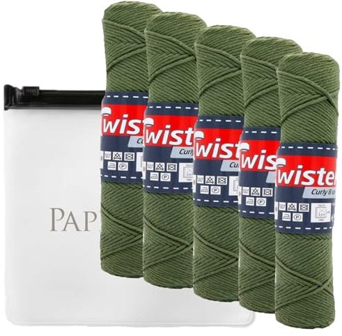 Haekelgarn Baumwollgarn Stricken Haekeln Basteln 5x50g Fb.73 oliv inkl.Zippbeutel