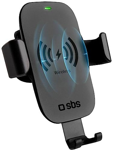 SBS Supporto con Chiusura Automatica per Smartphone Fino a 6,5’’, iPhone, Samsung, Oppo, Xiaomi, per bocchette d’areazione Auto, Ricarica Wireless 10W