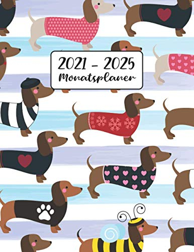 Monatsplaner 2021-2025: süßer Dackel | 5 Jahre Kalender, Buchkalender | Terminplaner von Januar 2021 bis Dezember 2025