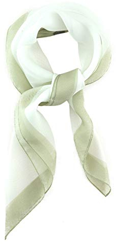 TigerTie Damen Chiffon Nickituch in weiß oliv mit Bordüre - Größe 58 cm x 58 cm