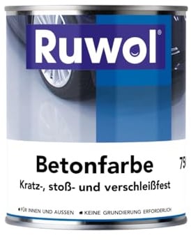 Ruwol Betonfarbe Lichtgrau (RAL 7035) 750 ml - Betonfarbe außen frostsicher - Bodenfarbe Außen- fassadenfarbe sockelfarbe Farbe für Beton, Holz, Stein - Innen & Außen - Terrassen und Einfahrten