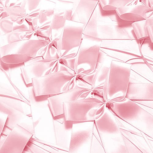Lot de 100 nœuds d'antenne de voiture faits à la main - En satin - Décoration de voiture - Pour mariage, fête, anniversaire, emballage cadeau - Rose