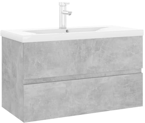 vidaXL Mobile con Lavabo Integrato Grigio Cemento in Legno Multistrato