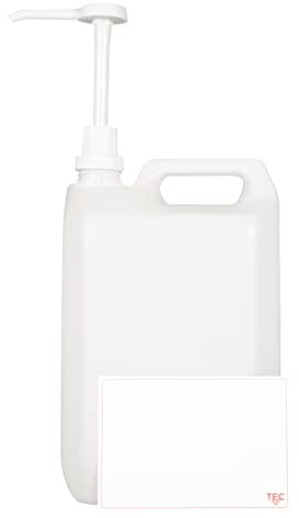 TEC 5 Litre Plastic Jerry Can Water Container with Pump Dispenser 30ml dose 38/410 Standard Industry Fit Closure Gallon