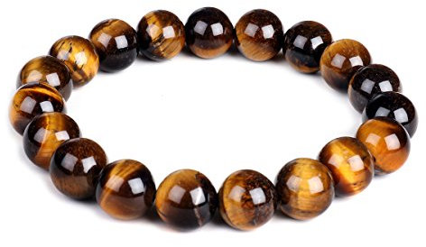 Mayting 10 mm Natürliches Tigerauge-Armband, Elastische Yoga-Edelsteine, für Männer und Frauen, Stretch-Armband, Geschenk für ihn, Freund, Ehemann, Vater