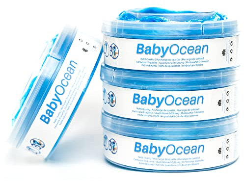 BabyOcean - Nuova ricarica per sistema di smaltimento pannolini Tommee Tippee compatibile con il Twist&Click e Sangenic TEC. Il sacchetto ha 7 strati Anti-odore ed è lungo 10 metri. (4 ricariche)
