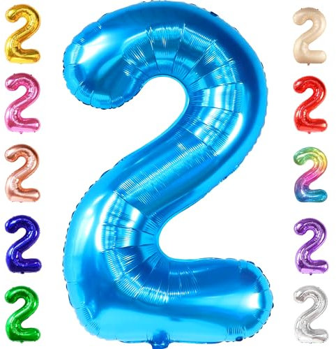 KatchOn, großer blauer Ballon mit der Zahl 2 – 100 CM | Babyhai-Geburtstagsdekoration für den 2. Geburtstag eines Jungen | Blauer Ballon mit der Zahl 2, geburtstagsdeko, Jahrestag Dekorationen