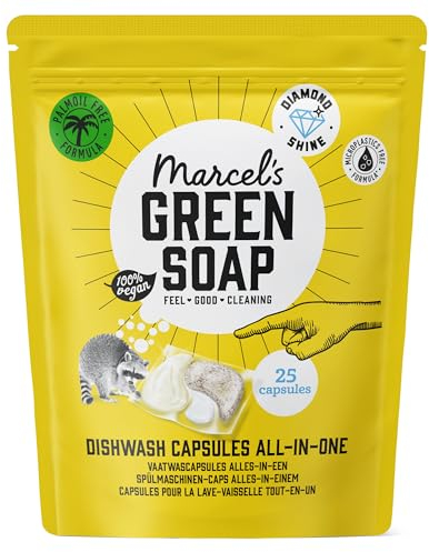 Marcel's Green Soap Dishwasher Capsules - All-in-one capsules - 99% biodegradable - Vegan - Palm Oil-Free - 25 capsules
