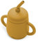 Interbaby - Vaso Aprendizaje Bebe Antigoteo | Vaso Antiderrame Bebe Silicona, Dos Asas, +6 Meses | Vaso con Pajita Niños, Cómodo, Evolutivo, Sin BPA | Ocre Tierra