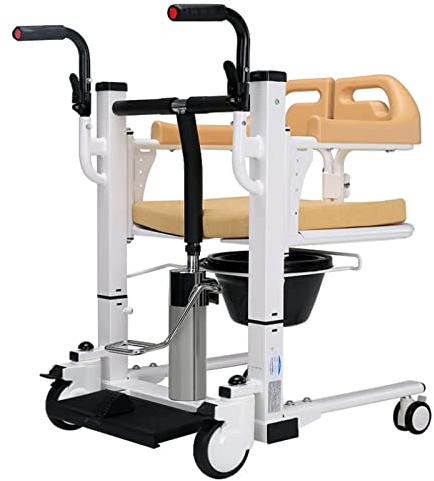 EEUK Toiletten duschstuhl mit Rollen, Toilettenstuhl für senioren mit Rollen höhenverstellbar Toilettensitz für Ältere und Behinderte mit 180° Geteiltem Sitz, Bis zu 296 kg,ComfortVersion