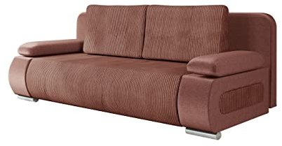 Mirjan24 Schlafsofa Emma Cord, Sofa mit Bettkasten und Schlaffunktion freistehendes Bettsofa Couchgarnitur Schlafcouch (Kronos 29 + Poso 29)