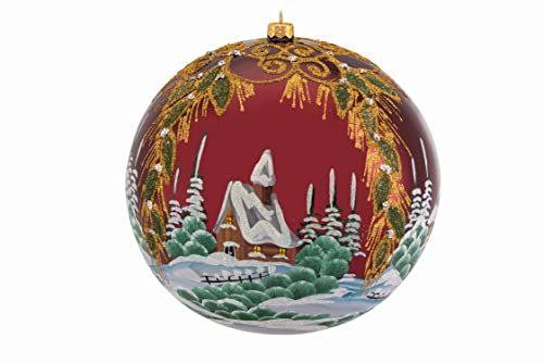 Polish Gallery Große Weihnachtskugel, geblasene Glaskugel, 20,3 cm, Weinrot, 200 mm