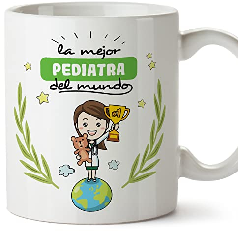 MUGFFINS Tazas para PEDIATRA mujer - En Español - Mejor del mundo - 11 oz / 330 ml - Regalo original y divertido