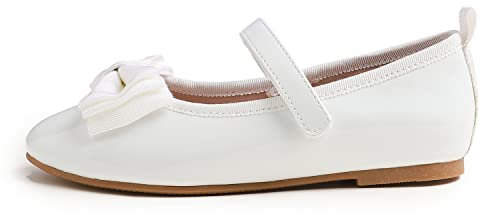 Feversole Girls Cute Dress,Ragazze Mary Jane Strap Scarpe Basse Ballerine da Principessa Scarpe da Scuola Piatte Bianco 32 EU