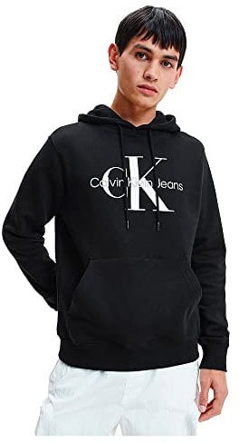 Calvin Klein Uomo Felpa Core Monologo con Cappuccio, Nero (CK Black), XXL