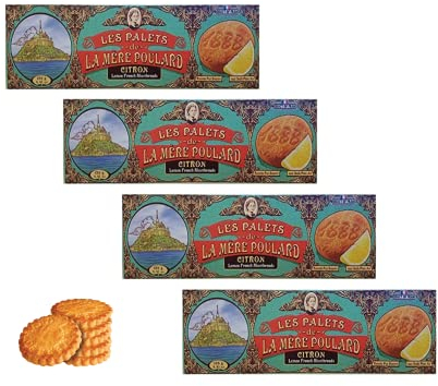 La Mere Poulard® | Biscotti al Puro Burro Salato e Limone | Biscotti Burro & Limone | Biscotti Tradizionali al Burro - 4 Astucci x 125 Gr