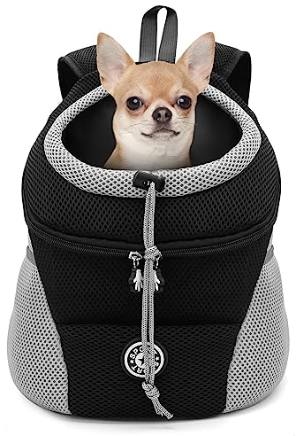 LUKDUNG Pet Hunderucksack Katzerucksack, Haustier Rucksack Tragbare Hundetragetasche Reisen, für kleine mittlere Hunde Katzen Atmungsaktive Freisprechtasche für Wandern Radfahren Freien (schwarz, L)