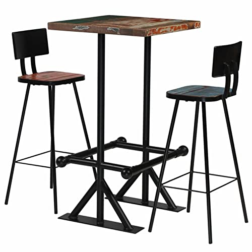 BaraSh Bar-Set Stehtisch Outdoor Bartisch-Set Bar MöBel Bar Outdoor Theke Garten Theke Bar 3-TLG. Altholz Massiv Mehrfarbig