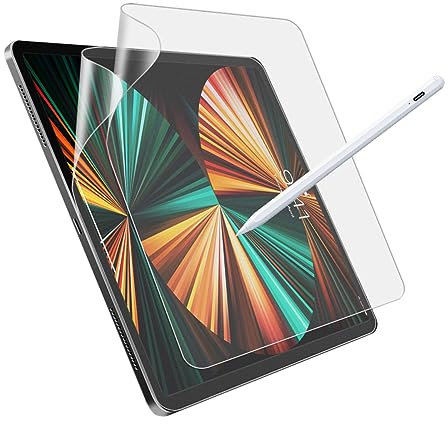 YiiLoxo Paper-feel Protector de Pantalla para iPad Pro 12,9 pulgadas 2022/2021/2020/2018 (6./5./4./3. Generation), Película de Papel PET Mate para Escribir de Dibujar [Antihuellas][Alta Sensibilidad]