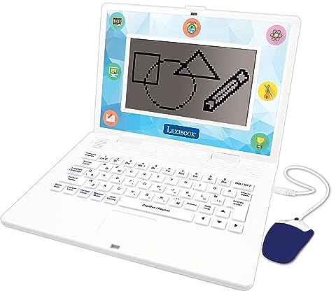 Lexibook - Ordinateur Éducatif Bilingue Français/Anglais - Jouet pour Enfants, 170 Activités pour Apprendre Les Langues, Les Mathématiques, la Logique, et S'amuser, Grand écran - JC599i1