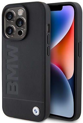 BMW BMHCP15LSLLBK Hülle für iPhone 15 Pro 6.1 Schwarz Leather Hot Stamp