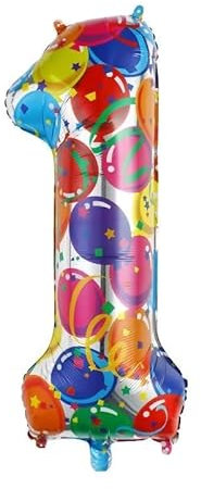 Vthoviwa 40 Zoll/18 Farbens Luftballon Zahlen 1 Farbenfrohe, Luftballon 1. Geburtstag Foil Ballon, 0123456789,10-19,20-25,30,40,50,60,70,80,90, Folienballon 1 Party Dekoration Helium Unterstützen