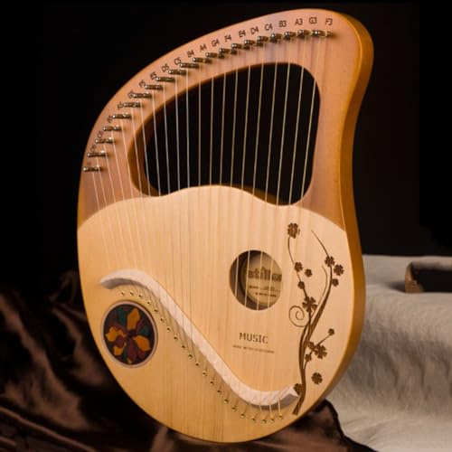 Lyre Harp, 21 cordes en métal, cadeau pour les amateurs de musique, débutants, amis avec clé d'accordage, jeu de cordes de rechange (21 cordes, bois naturel)
