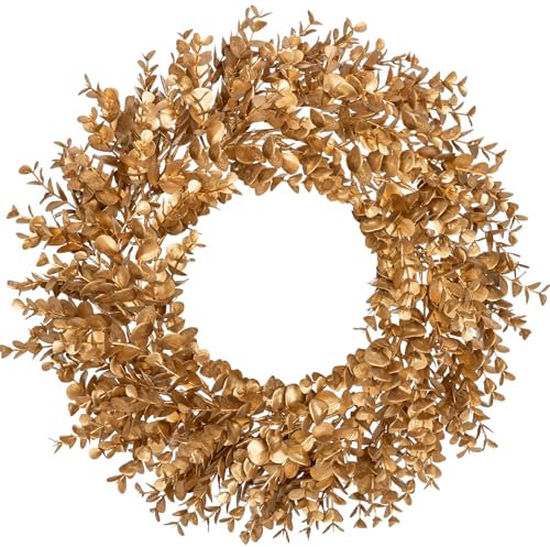 Arborus 20 Christmas Door Wreaths 51cm Gold Wreaths Artificial Eucalyptus Wreath Xmas Wreaths for Front Door Winter Wreaths Christmas Garlands Wall Window Indoor Decorations